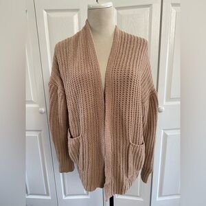 American eagle Cozy Open-Front Chunky Knit Cardigan - Taupe small